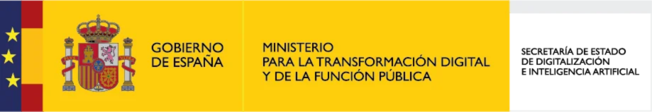 Logo del Gobierno de España con bandera española y texto del Ministerio para la Transformación Digital